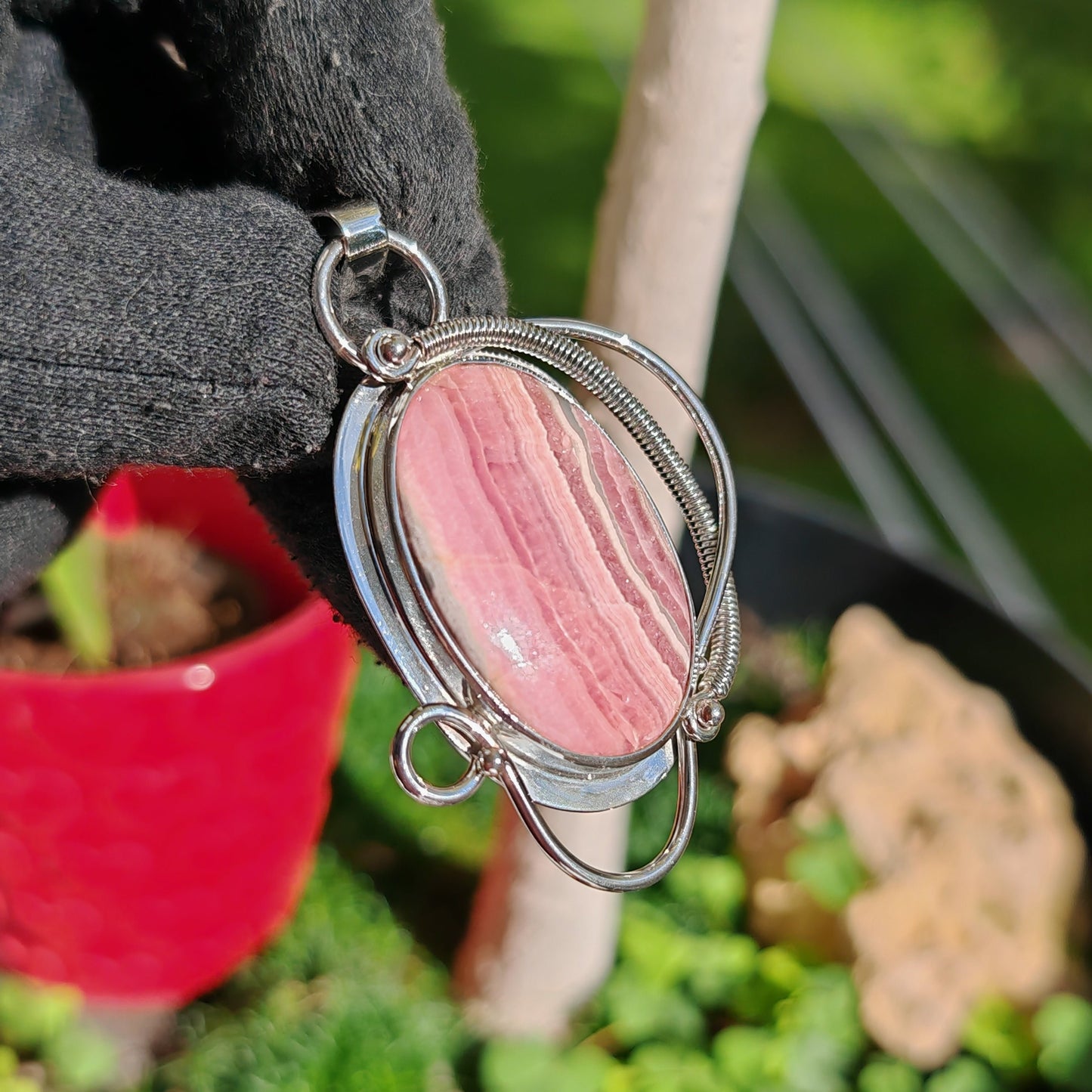 Colgante Rodocrosita en plata de ley