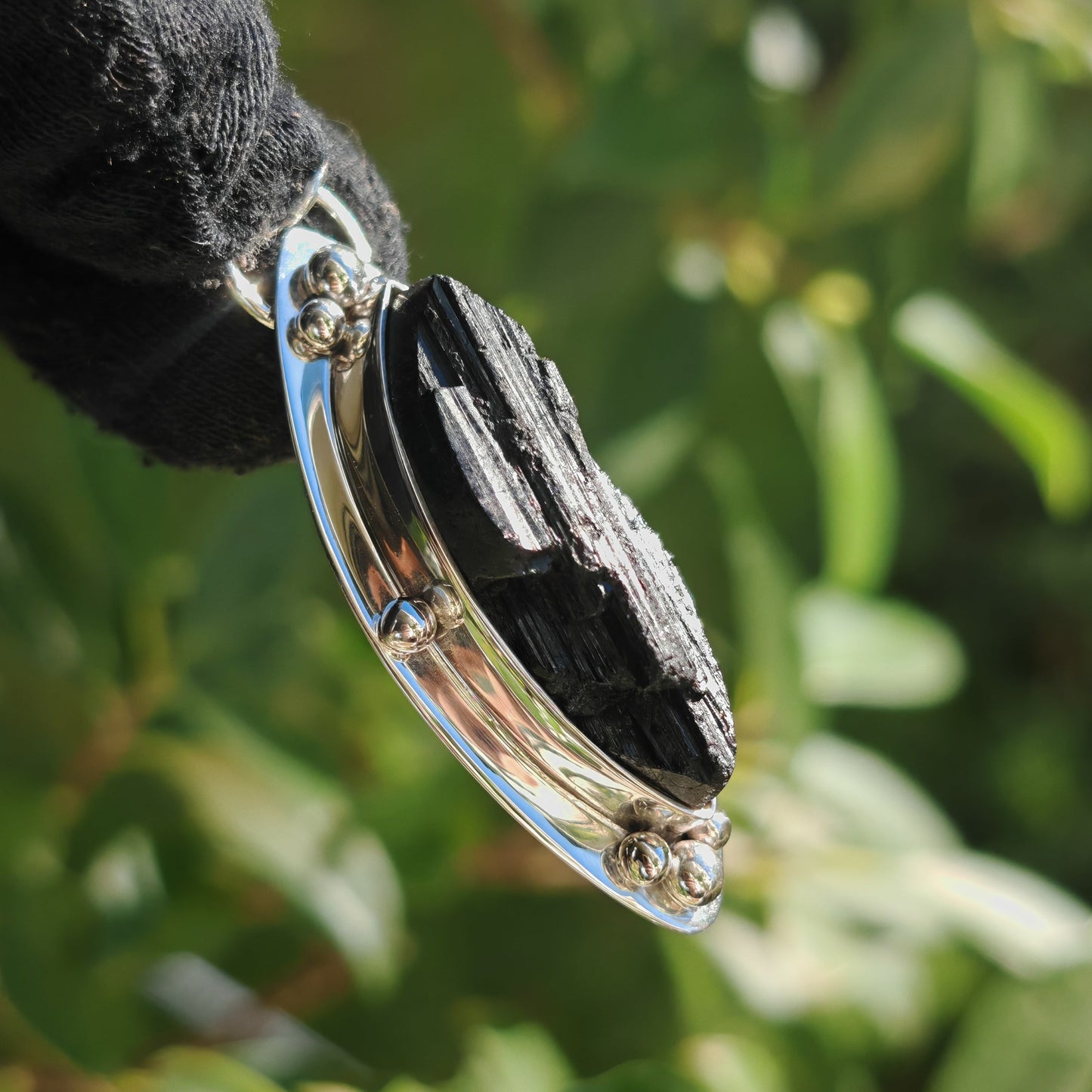 Colgante Turmalina negra en plata de ley