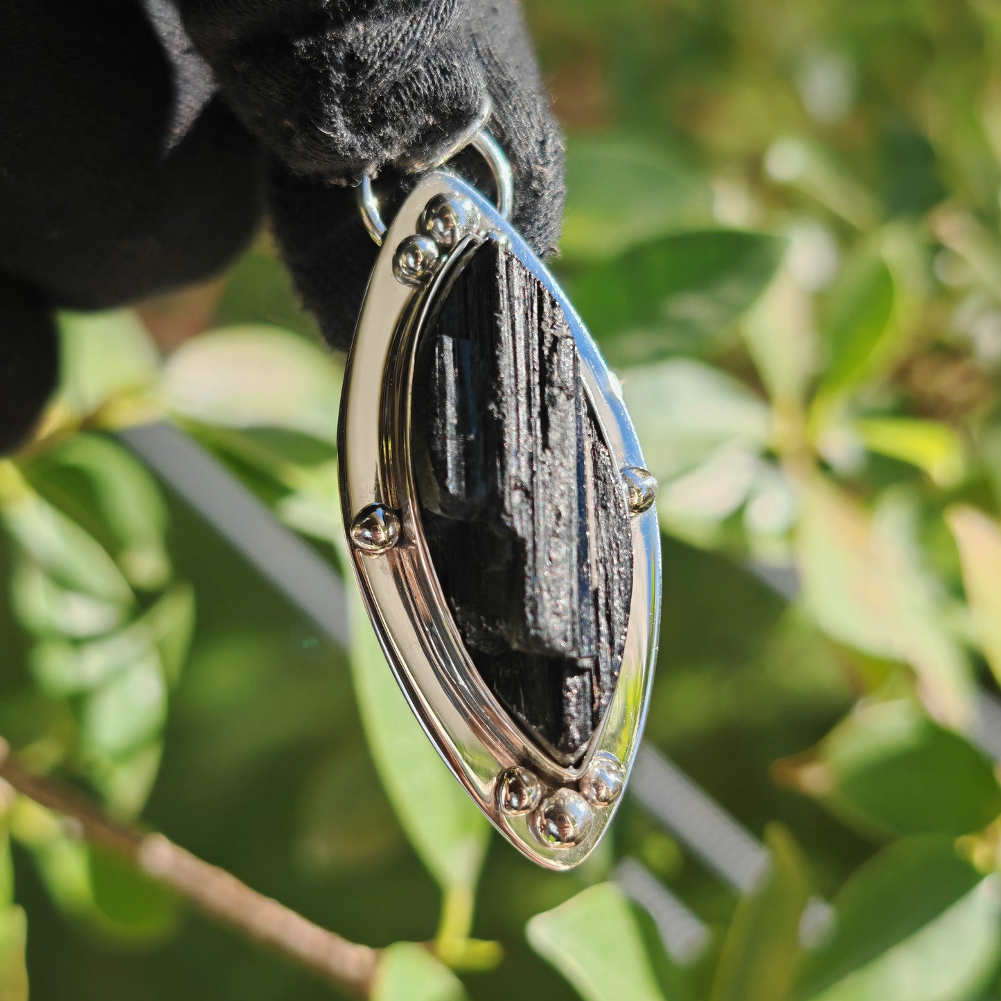 Colgante Turmalina negra en plata de ley