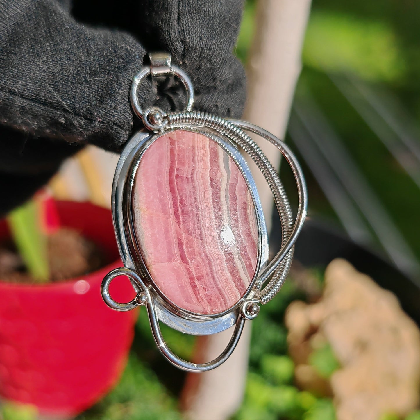 Colgante Rodocrosita en plata de ley